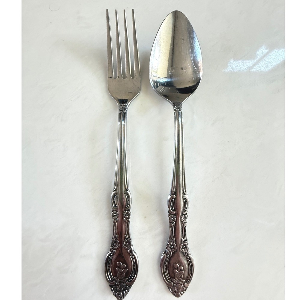 MARSEILLES FORK AND SPOON Stainless Japan Floral Flatware Replacement Pieces